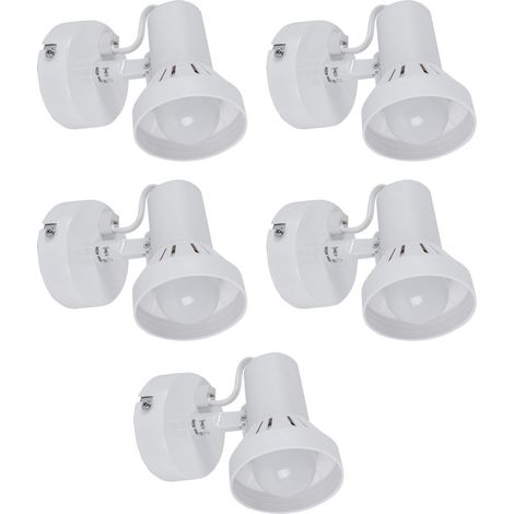 Wandleuchte Schlafzimmerleuchte Wandstrahler Wohnzimmer Leselampe weiß Wandlampe verstellbar, 1x E14, DxHxT 8x12x14 cm, 5er Set