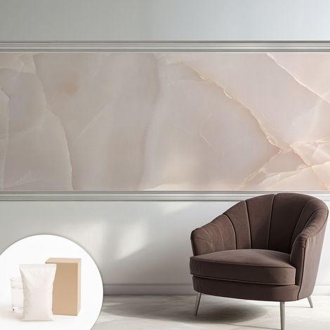 Papier peint intissé à motifs décoratifs pour salon chambre et bureau Décoration murale élégante avec colle Marbre rose 250x104 cm (1/5)