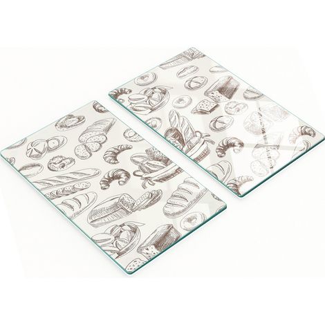 Juego de tablas de cocina de vidrio templado con estampado de pan, 2 x 30 x 52 cm.