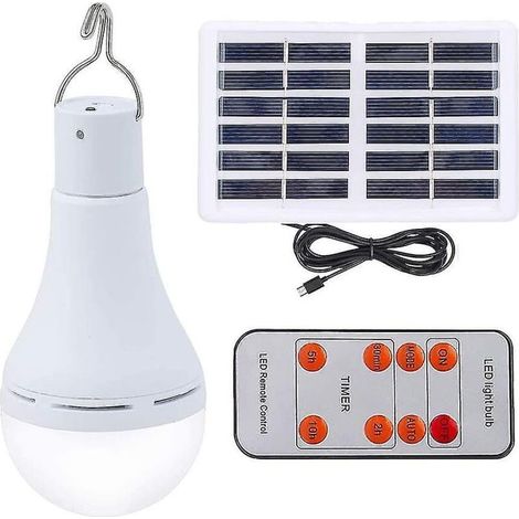 Ampoule solaire à trois niveaux, 9w, variable, avec capteur de lumière, Portable, Rechargeable, pour abri de Camping (1/4)