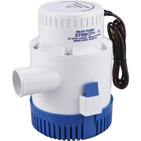 Pompe submersible marine 12V débit 235 LPM diamètre 40mm, adaptée camping caravane bateau de pêche piscine et fontaine extérieure.