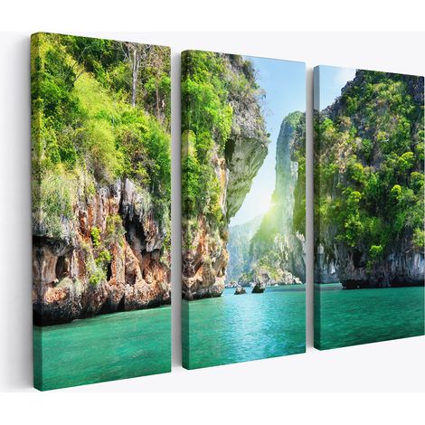 Tableau triptyque sur toile - Plage tropicale Maldives (1/2)