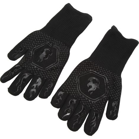 Gants BBQ Ignifuges 800°C Résistants à la Chaleur Double Face Silicone Taille L pour Four Cuisson Barbecue Noir (1/5)