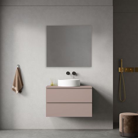 Mobile bagno sospeso 80 cm Rosa Retrò per Lavabo d'appoggio Specchio Quadro - Fiji Paint Top (1/4)
