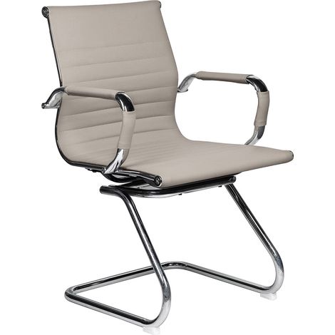 Poltrona da Ufficio Attesa Dallas con Braccioli 54x62x89 cm in Pelle Sintetica Tortora (1/3)