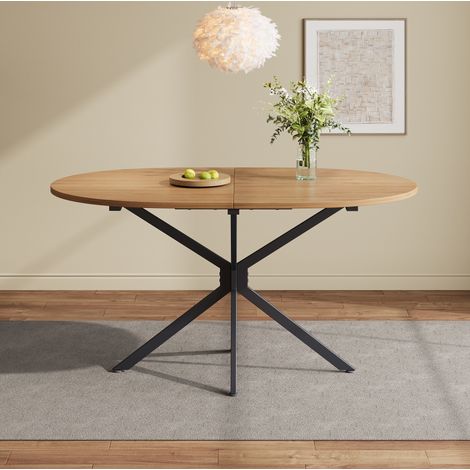 Table à manger 120x80x75.5 cm naturel en MDF avec pieds croisés pour 4 à 6 personnes (1/5)