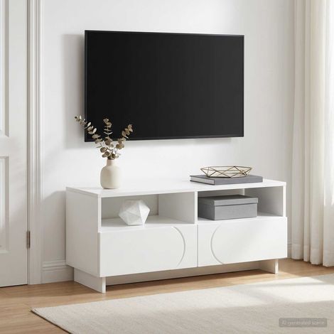 vidaXL Meuble TV 90 x 34,5 x 40 cm Blanc Bois d'ingénierie (1/5)