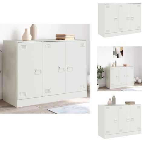 Buffet blanc 99x39x73 cm acier - Buffet Blanc - Meuble Rangement - Armoire Moderne - Meubles Salon - Mobilier Cuisine (1/5)