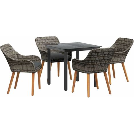Garden Dining Set 5 pcs Grey Poly Rattan vidaXL