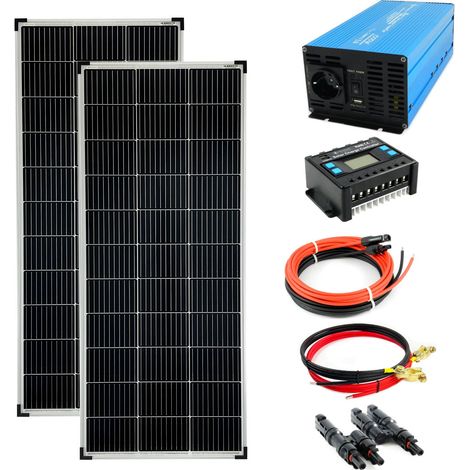 Komplettset 2x140 Watt Solarmodul 1270x590 1000 Watt TS1000 Spannungswandler 20A Laderegler (1/5)