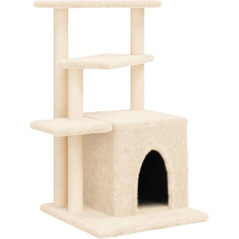 Tiragraffi per gatti Mobili per arrampicata su torre Tiragraffi Piattaforma da arrampicata con tiragraffi in sisal 83,5 cm crema 020022529