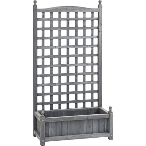 Jardinière surélevée gris clair avec treillis jardinière surélevée avec support pour plantes grimpantes — Pour jardins et terrasses (1/5)