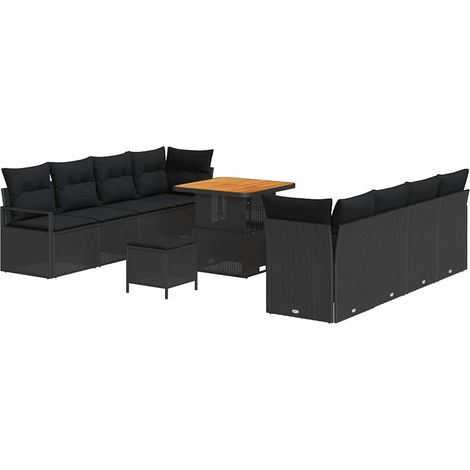 Garden Sofa Set with Cushion with Storage Black 80 x 80 x 71 cm vidaXL