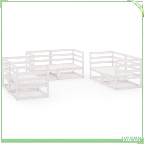 Salon de jardin - FAFEICY - 3075440 - Blanc - Bois de pin massif - Modulable 6 pièces (1/5)
