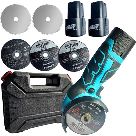 Mini Cordless Grinder 16.8 V, Mini Grinder with 2 Batteries, 28000 RPM, Cutting Discs 76 mm, Suitable for Cutting Polishing Grinding (1/5)