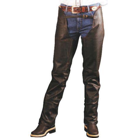 XXL, Marrone: Chaps western in pelle invecchiata in pelle invecchiata effetto pull-up, chiusura laterale con zip
