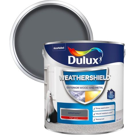 Dulux Weathershield Exterior Gloss Paint - Gallant Grey - 2.5L