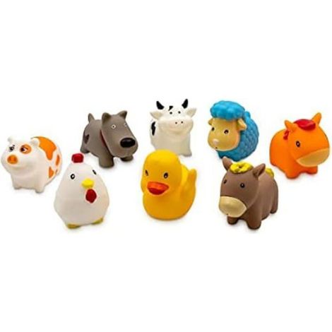 Jouets de bain - - Sac 8 Figurines Animaux de la Ferme - Caoutchouc Souple et Doux