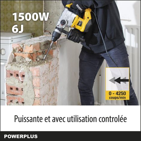 Perceuse à percussion électrique 1500W – 4250 coups/min – Forage béton Ø32mm – Anti-vibration – Poignée supplémentaire – Powerplus — vue 5