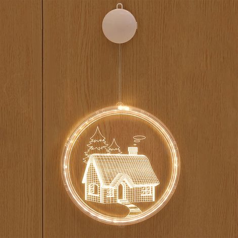 Lanterne De Noël - Guirlande Lumineuse À LED En Acrylique Avec Clochette Et Cerf - Décoration Intérieure Pour Fenêtre Ou Mur - 31 cm - Alimentée Par 3 Piles AAA