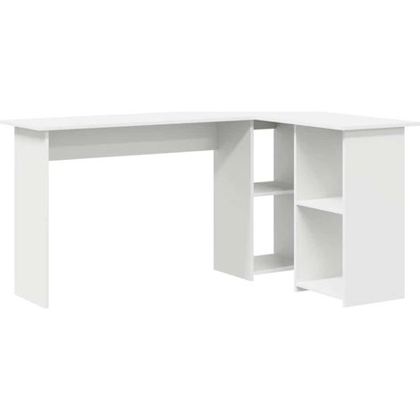Bureau,Table de travail,Table d'étude avec étagère Blanc 142 x 102 x 73 cm Bois d'ingénierie CFW80200 (1/5)