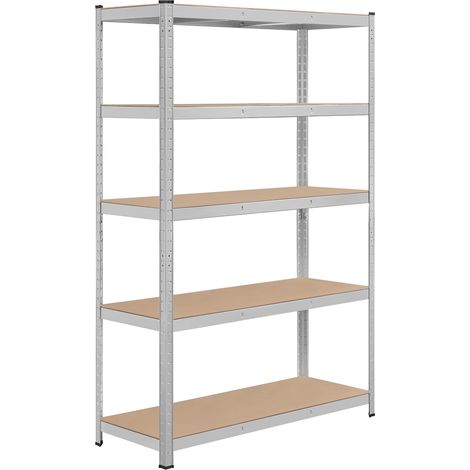 Yaheetech – Étagère de garage 5 niveaux 180 x 120 x 45 cm – Charge max 875 kg – Armature en métal et MDF – Rangement modulable pour outils et objets