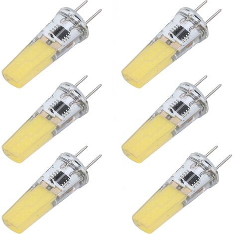 Lot de 6 ampoules LED G8 5W dimmables 2508 COB, économie d'énergie, installation facile, diffusion à 360°, durée de vie stable de 50 000 heures, 100-120V, blanc froid