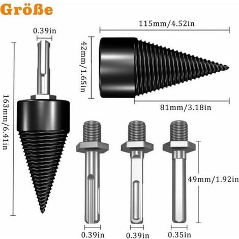 Fendeur de bûches électrique - Revêtement titane anti friction Acier carbone 42mm - Bois dur et extérieur - 1 4" Hex (1/5)