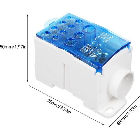 Bloc de bornier à vis 11 voies avec couvercle boîtier de dérivation coffret rail Din répartiteur de fils connecteur UKK250A 1 pièce
