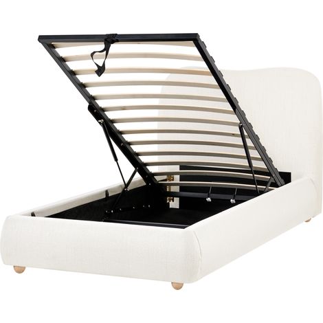 Cama con almacenaje minimalista 90 x 200 cm de tela moderna blanco crema Blagnac (1/5)