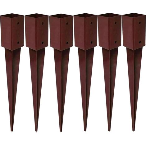 Fence Post Spikes 6 Pack 750mm x 75mm Heavy Duty Steel Drive In Fence Post Support Holders Powder Coated No Dig