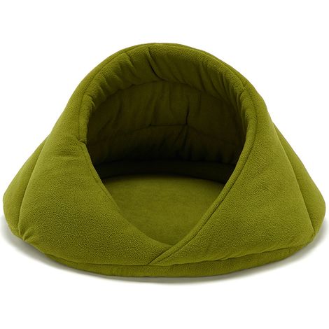 Lit de Cave Confortable Chat Sac de Couchage Chaud en Polaire Grotte et Coussins pour Animaux de Compagnie à Moitié Couvert Panier d, 32 X 32 X 25 cm, en Coton (1/2)