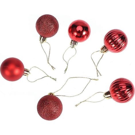 Ensemble de 34 boules de Noël incassables à suspendre au sapin pour la décoration des fêtes de fin d'année, mariages et autres (rouge)-444cm-Red (1/3)