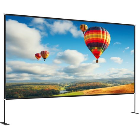Écran de projection extérieur avec support, écran portable de 381 cm, format 16:9 HD, grand angle, projection avant et arrière, avec sac de rangement et support pour bureau, home cinéma et utilisation (1/5)