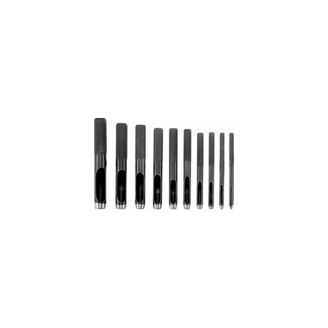 Lot de 10 poinçons ronds en acier 1 mm à 10 mm en cuir pour trou creux en cuir pour bracelet de montre en cuir, ceinture, tissu, toile, vêtements, œillet