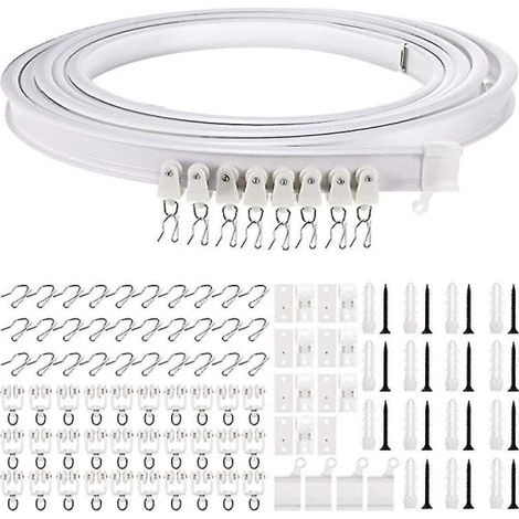 Rail de rideau de plafond flexible 1-5 m, coulisse incurvée réglable, tringle cintrée extensible pour stores, piste de suspension plafonnier (1/4)