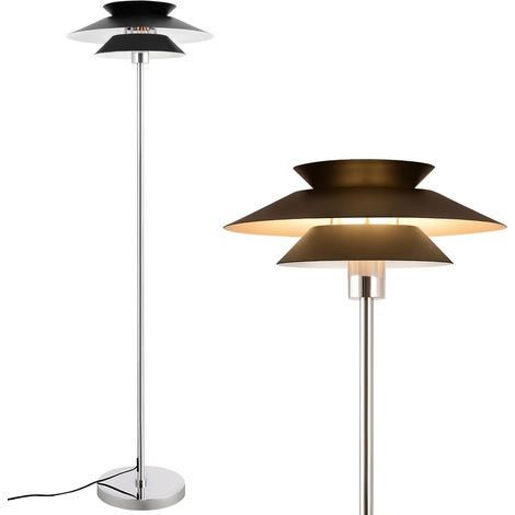 GBLY Stehlampe Wohnzimmer Schwarz Stehleuchte Modern E27 1 Flammig mit Fußschalter Vintage Standlampe Metall Design Industrial Bettlampe Elegante Standleuchte für Schlafzimmer Büro Höhe 145CM