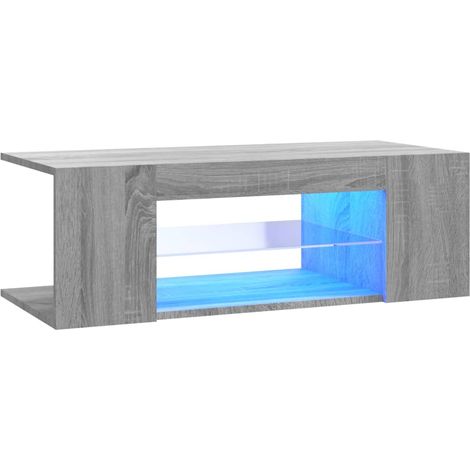 Mueble TV multimedia estantería para televisión buffet para televisión comedor salón dormitorio con luces LED sonoma 90 x 39 x 30 cm gris 020026834 (1/5)