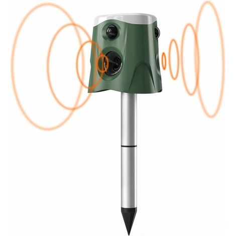 RHG Répulsif solaire pour animaux, Répulsif Chat Exterieur, Ultrason Chat, Repulsif Chien, Charge Solaire,dissuasif pour animaux avec détecteur de mouvement et lumières clignotantes Cour de jardin