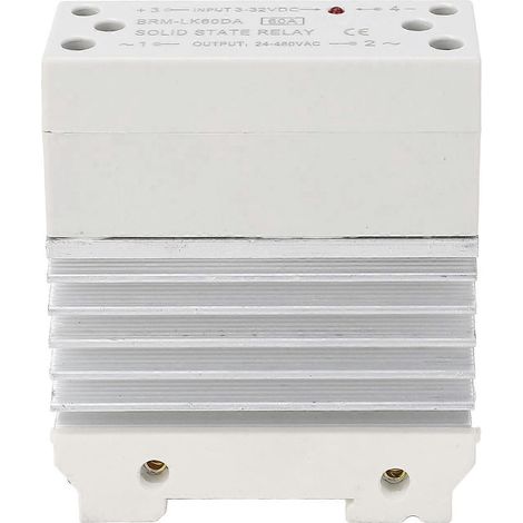 Relais statique DC/AC 60 A, module intégré sur rail DIN 35 mm, module SSR monophasé avec entrée dissipateur thermique