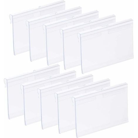 100 Stück durchsichtige Etikettenhalter aus Kunststoff, Etikettenhalter aus PVC, Etikettenhalter aus Kunststoff, Regal-Preisschildhalter für Regale, Geschäfte, Supermärkte, kleine Läden (1/4)