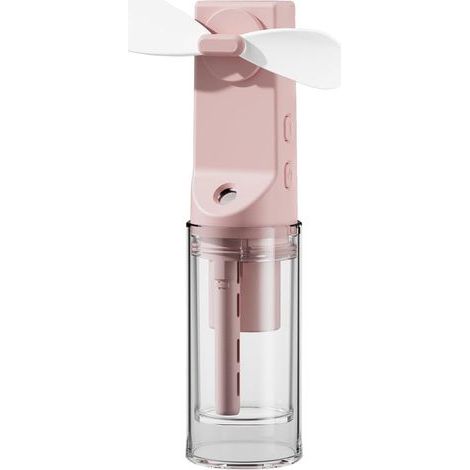 Portable, rechargeable misting fan with 4 adjustable settings, ideal for travel, office and camping (pink) (1/4)