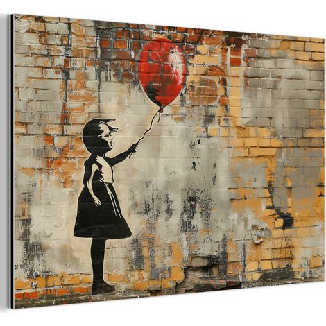 TABLEAU EN MÉTAL Graffiti - Banksy - Fille - Street art Décoration Salon 90x60 (1/5)