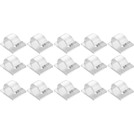 Ecleanfy - Crochets pour guirlandes lumineuses d'extérieur, lot de 15 crochets transparents avec 15 dos adhésifs étanches (1/5)