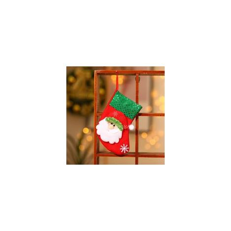 Lot de 10 bas de Noël suspendus à paillettes, motif vieil homme –