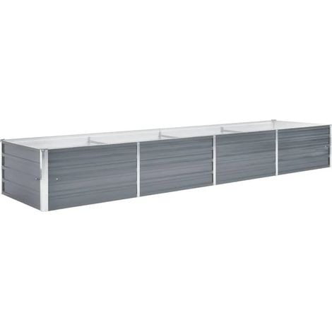 Garden Raised Bed Galvanised Steel 320x80x45 cm Grey vidaXL (1/6)