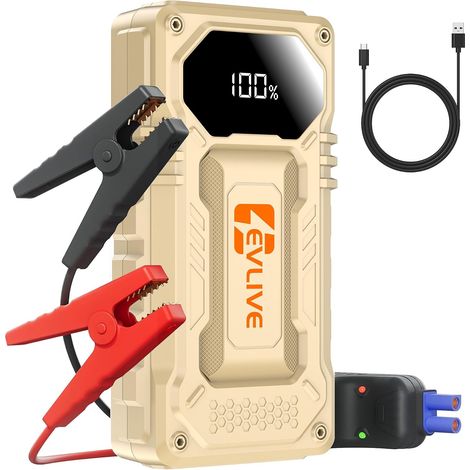 Booster Batterie Voiture - Démarreur Portable 12V (Jusqu'à 9L Essence/8.5L Diesel) - PowerBank, Lampe LED 3 Modes, Câble Intelligent - Charge par USB-C (1/5)
