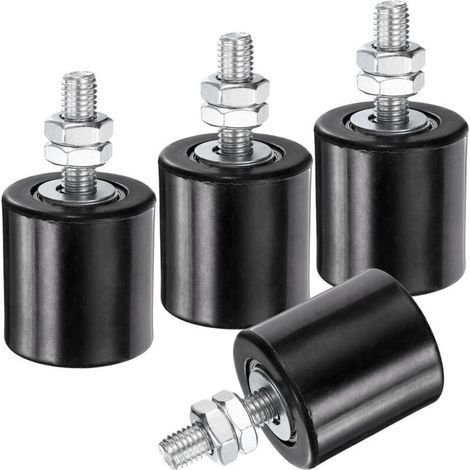 noir, Lot de 4 rouleaux de guidage pour portail coulissant, 4,3 cm en nylon, support de portail, guide universel à roulement à billes scellé pour po