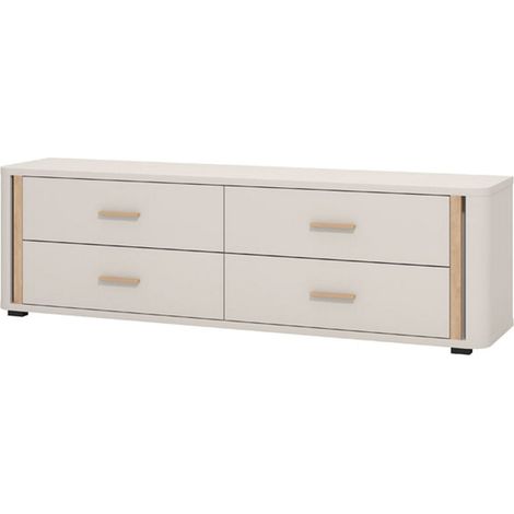 Mobile Porta tv Terenzo, 4 Cassetti, un Ripiano, Apertura Scorrevole, 176.5x40x52h cm Beige