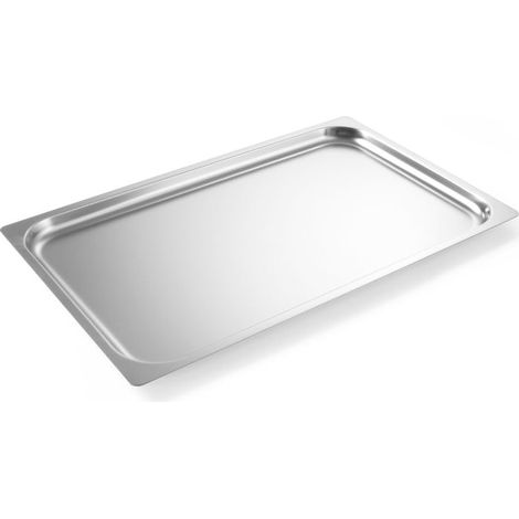 GN 1/1 Serviertablett – 1 Stück – Hochglanzpolierter Edelstahl – Strapazierfähiger, matter Rand – Für den professionellen Einsatz in der Küche – 530 x 325 x 17 mm (1/3)
